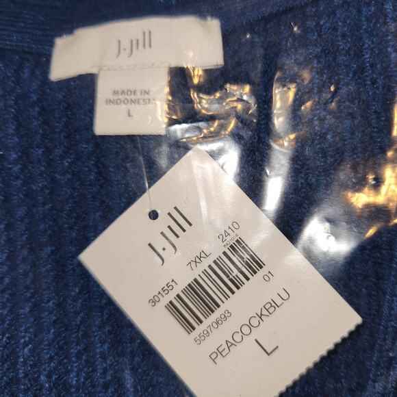 J.Jill $79 Large Peacock Blue V-Neck Cable Knit Classic Tunic Sweater Vest - Picture 8 of 11